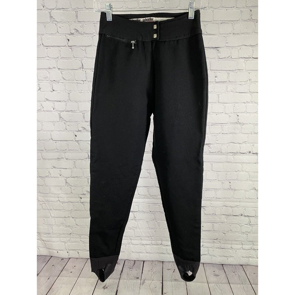 VTG Downhill Racer Schoeller Soft Shell Ski Snow Pants Black Stirrups 6 W22 I25